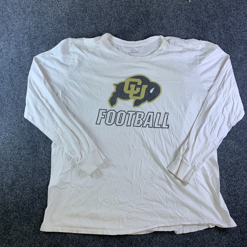 Colorado Buffaloes T-Shirt Mens 2XL White Long Sleeve Nike NCAA Football Sports